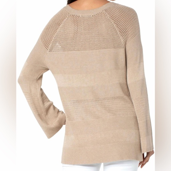 Liverpool Los Angeles | Womens Texture Blocked Raglan Sweater Sand Heather - Picture 4 of 9